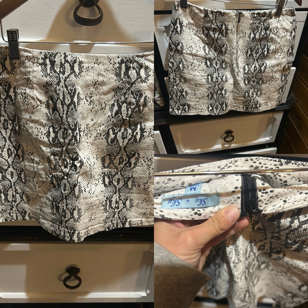 She + Sky Snake Print Mini Skirt